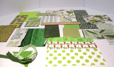 Fabric Scrap Bundle Snippets, Greens, Slow Stitching, Junk Journals, Sewing 22pc - Image 1 of 4