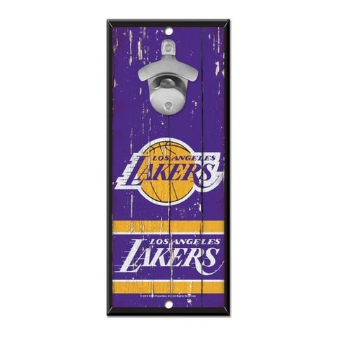 Los Angeles Lakers 5"x11" Bottle Opener Wood Sign [NEW] Wall Plaque Mount Bar Cover