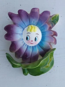 BEAUTIFUL Vintage PY Anthropomorphic PURPLE Flower Face Wall Pocket Japan - Picture 1 of 11