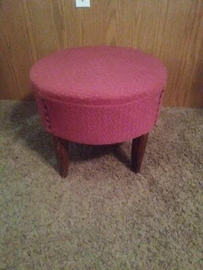 Mid Century Modern Foot Stool Dark Pink - Picture 1 of 12