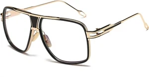 Designer Oversized Square Pilot Sunglasses Metal Bar Retro Men Women Fashion New - Picture 1 of 63