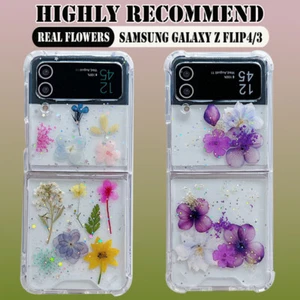 For Samsung Galaxy Z Flip 6 5 4 3 Shockproof Real Flower Epoxy Gel Case Cover - Picture 1 of 16