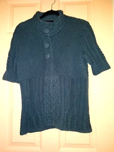 Apt. 9 Blue Large Cotton - Acrylic Short Sleeve Heavy Sweater - Picture 1 of 5
