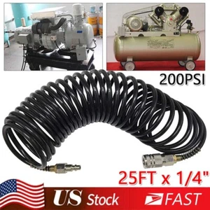 25FT 1/4" NPT Air Compressor Recoil Hose Line Spring Tube Coil Tools Kit 200PSI - Picture 1 of 7