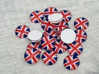 10 UNION JACK CABOCHONS, 20MM GLASS ROUND FLATBACK CABOCHON, UK BRITISH FLAG 