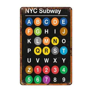 New York City Subway Alphabet Metal Sign 8"x12" Plus Free Bonus MTA Train Map - Picture 1 of 10