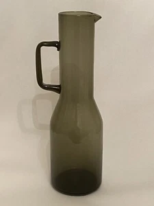 Mid Century Glass Tall Beak Pitcher Barware w/ Small Spout & Applied Handle - Picture 1 of 4