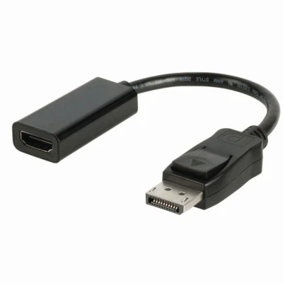 DisplayPort HDMI Kabel DisplayPort Stecker HDMI Buchse 0,2m Schwarz Computer Neu - Bild 1 von 2