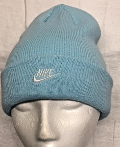 Kids/Youth Nike Winter Knit Beanie Hat Cap - Blue/Silver Glitter Swoosh Logo - Picture 1 of 9