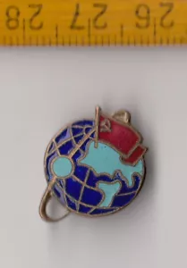 Vintage enamel Russia Flag Space Exploration badge pin brooch Soviet Union - Foto 1 di 3