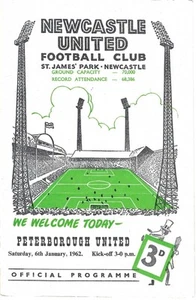 NEWCASTLE UNITED V PETERBOROUGH UNITED ~ FA CUP 3RD RD ~ 6 JANUARY 1962 - Picture 1 of 1