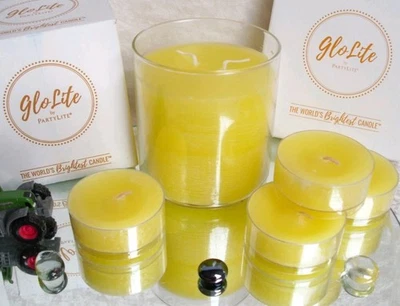 PartyLite GloLite WILD LEMONGRAS🍋Duftwachsglas + 4 Maxi Teelicht OVP G26B811⭐️ - Bild 1 von 4