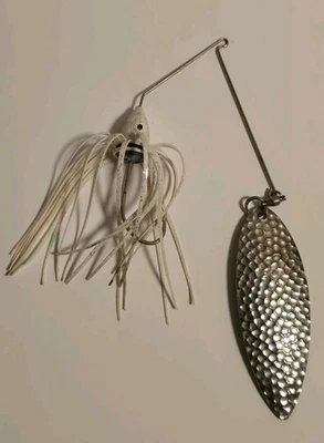 Cebo giratorio blanco vintage Blakemore Muskie Pike resistente 1 oz. - Hoja de 3,25" Foto 1 de 4