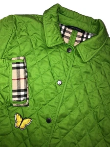 Burberry London Quilted Jacket Women’s M Lime Green Made In England Y2K *defect - Picture 1 of 15