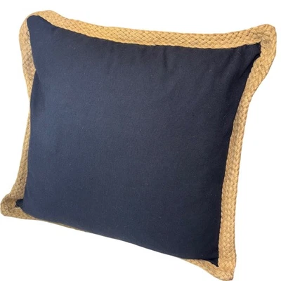 Lake Geneva | Navy Blue | 20x20 | Cotton Square Throw | Jute Trim | Down Fill - Image 1 of 4