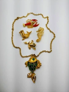 Jomaz JJ Nolan Miller Tiere Fisch Broschen Anhänger Vintage Schmuck Konvolut - Bild 1 von 9