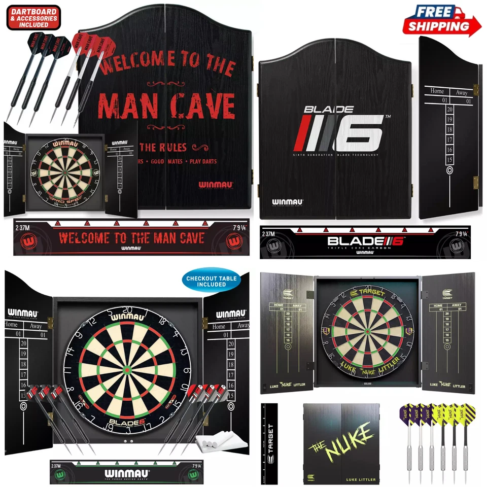 Winmau Blade 6 & Target Luke Littler Championship Dartbaord Cabinet and Dart Set - Image 1 of 1