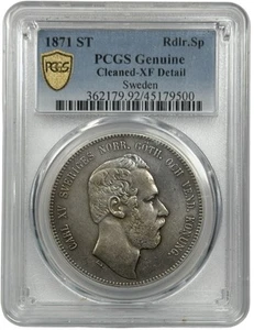 1871 Sweden 4 Riksdaler Silver King Carl XV PCGS XF Detail - Picture 1 of 2