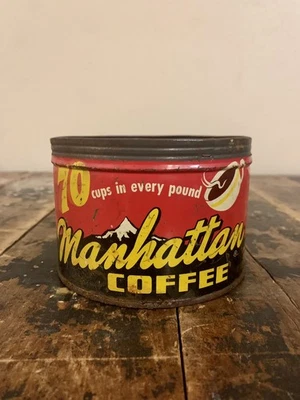 Vintage Tin Manhattan Coffee Advertising Coffee Tin St Louis, Missouri - Image 1 of 4