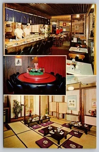 Postal vintage 1969 Edo Restaurant NYC cocina japonesa salón de cócteles - Imagen 1 de 2