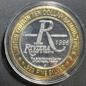 1996 RIVIERA HOTEL & CASINO LIMITED EDITION $10 GAMING TOKEN ~ .999 CRAZY GIRLS - Bild 1 von 2