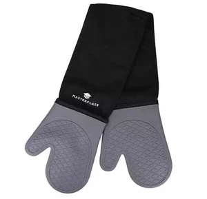 MasterClass Silicone Heat Resistant Double Oven Glove Grey/Black Water Proof New - Picture 1 of 8