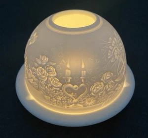 Rare Bernardaud Limoges Valentine Fairy Lamp Lithopane Cupid Heart Roses Candles - Picture 1 of 19