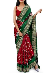 Women's Zari Weaving Heavy Jacquard Border pure Art Silk Saree With Blouse Piece - Picture 1 of 4