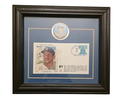 Mickey Mantle A Legend Dies Cachet 1st Day Cover Envelope Framed With Pin  1995 - Image 1 of 4