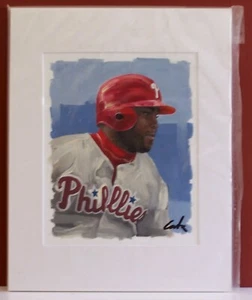2003 Playoff Portraits Marlon Byrd Original Art Artwork Painting 1 of 1 - Picture 1 of 2