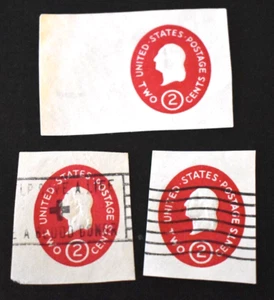 3 - 1950 - U.S. Envelope Cuts Sc# U533 2 Cent Washington - Unused/Used - Picture 1 of 2