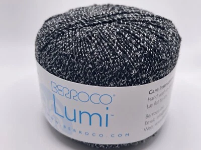 Pared de piedra Berroco Lumi Yarn 8155 - negro gris acento metálico algodón DK 50g 137y Foto 1 de 4