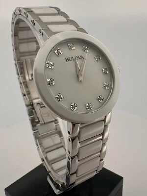 Reloj para mujer Bulova 98P158 colección diamantes esfera nácar cerámica Foto 1 de 4