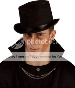 Mens Adult Black Character Top Hat W/ Black Band Costume Accessory - Picture 1 of 1