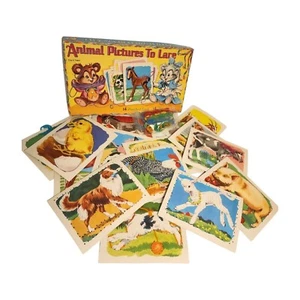 Vintage Animal Pictures to Lace Game 14 Cards and Laces + 6 Extra Cards Included - Picture 1 of 11