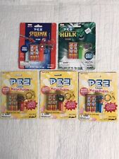 PEZ KEYCHAINS SET OF 5. 3 Pez Characters, 1 Spider-Man, 1 Hulk. New And Unopened