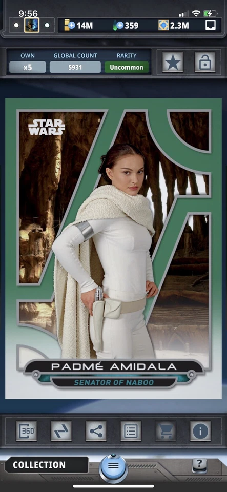 Topps Star Wars Digital Card Trader Green Galactic Files 2018 Base Padme Insert - Image 1 of 1