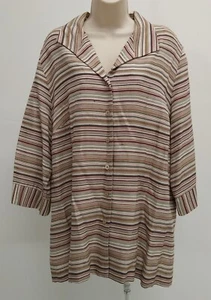 Requirements Top Womens Size 20W Brown Red Stripe Loose Tunic Preppy Ladies - Picture 1 of 12