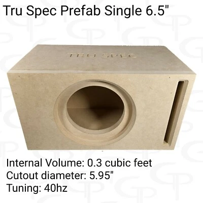 GP CAR AUDIO TRU SPEC Prefab Single 6.5" Subwoofer Enclosure Sub Box Vented High Output
