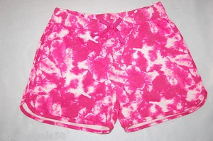 Girls Knit Sport Shorts PINK WHITE TIE DYE SPLASH Elast Waist No Pockets L 10-12 - Picture 1 of 1