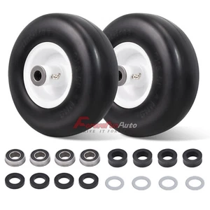 2pcs 9x3.50-4 Flat Free Wheel Tire Solid Smooth Lawn Mower,3/4" or 5/8" Bearing - Picture 1 of 7