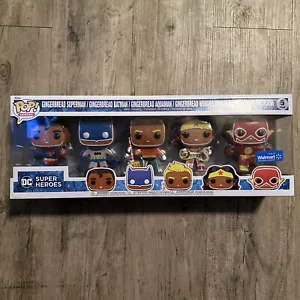 FUNKO POP! DC SUPER HEROES GINGERBREAD 5 PACK Superman Batman Aquaman WW Flash - Picture 1 of 3
