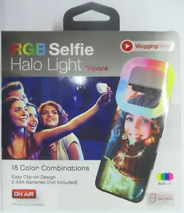 ON AIR 8377 RGB SELFIE MINI SQUARE HALO LIGHT 18 COLOR COMBINATIONS EASY CLIP ON - Picture 1 of 2