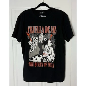 Disney x Missguided Black White Cruella De Vil Villain Graphic T-Shirt Sz Large - Bild 1 von 6