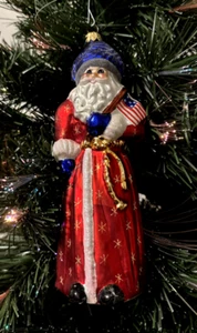 Christopher Radko Stern gesprenkelt Weihnachtsmann Weihnachtsschmuck 8 Zoll 4. Juli - Bild 1 von 9