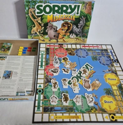 SORRY! Madagascar Edition INCOMPLETE Parker Brothers 2005 Cartoon Board Game - Image 1 of 4