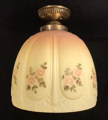 Luminária de teto GRANDE vintage vidro birmanês falso montagem semi nivelada chalé hall - Imagem 1 de 4