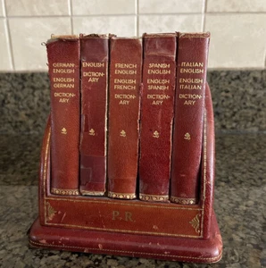 Collins Gem Pocket Dictionary 1960 Set English Italian French German Stand Mini - Picture 1 of 10