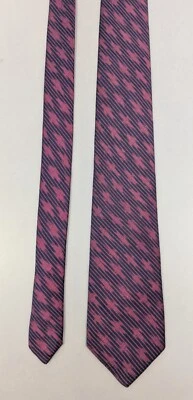 Corbata de seda vintage Jim Thompson roja y azul a rayas áspera seda tailandesa texturizada Foto 1 de 4