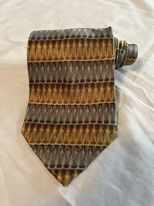 Gasparo Gold/Silver/Black Striped 100% Pure Silk Tie Necktie Long 64"x4" - Picture 1 of 8